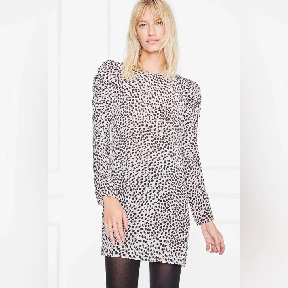 Anine Bing Kingston Puff Sleeve Animal Print Dress - Picture 2 of 4